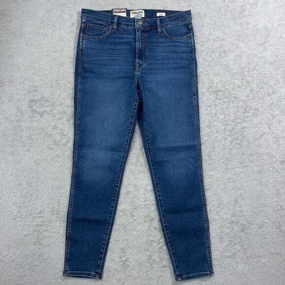 NEW Kirkland Women's 12 Signature High-Rise Skinny Jeans Blue Stretch - Picture 1 of 8